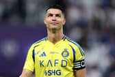 RIYADH, SAUDI ARABIA - APRIL 04: Cristiano Ronaldo of Al Nassr looks on prior to the Saudi Pro League match between Al Hilal v Al Nassr in the Kingdom Arena on April 04, 2025 in Riyadh, Saudi Arabia. (Photo by Yasser Bakhsh/Getty Images)