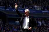 David Moyes, Manager of Everton, acknowledges the fans during a lap of honour following the team's victory in the Premier League match between Everton FC and Southampton FC at Goodison Park on May 18, 2025 in Liverpool, England. (Photo by Richard Heathcote/Getty Images)