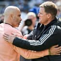 Chelsea and Newcastle United bosses Enzo Maresca and Eddie Howe embrace ahead of their sides' Premier League clash | Getty Images