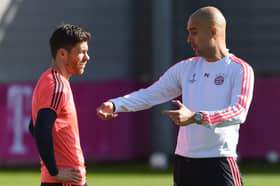 Xabi Alonso and Pep Guardiola in a Bayern Munich traning session in 2016 | Getty Images