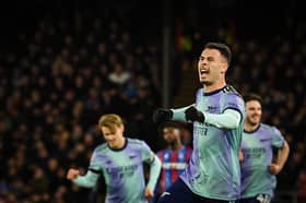 Gabriel Martinelli celebrates scoring against Crystal Palace in the Premier League | Getty Images