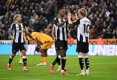 Anthony Gordon and Alexander Isak celebrate scoring for Newcastle against Wolves in the Premier League | Getty Images