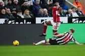 Anthony Gordon challenges Anthony Elanga in the Premier League match between Newcastle and Nottingham Forest | Getty Images