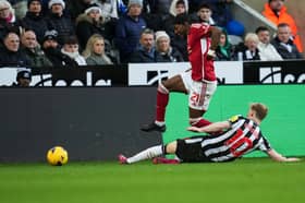 Anthony Gordon challenges Anthony Elanga in the Premier League match between Newcastle and Nottingham Forest | Getty Images