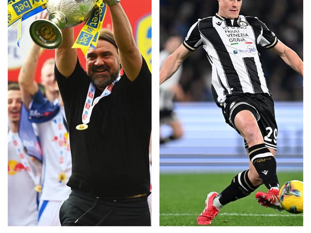 Leeds manager Daniel Farke, and confirmed new signing Jaka Bijol.