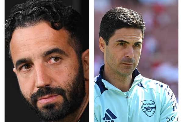 Ruben Amorim and Mikel Arteta deep in thought.