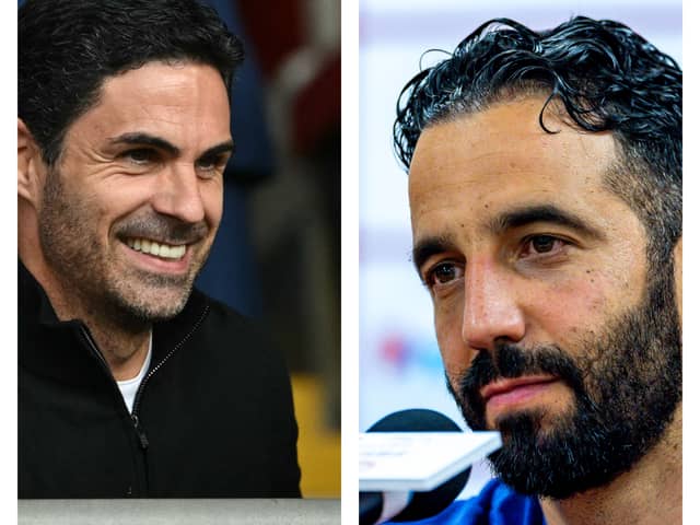 Mikel Arteta and Ruben Amorim, managers of Arsenal and Manchester United.