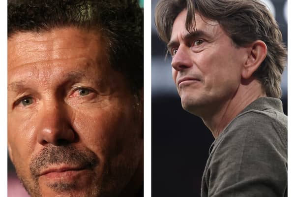 Diego Simeone and Thomas Frank look on.
