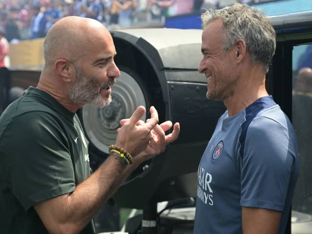 Enzo Maresca and Luis Enrique before the Club World Cup final.