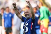 Enzo Maresca, head coach of Chelsea, celebrates following the Club World Cup final between Chelsea and PSG.
