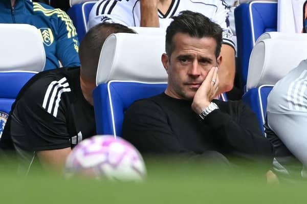 A concerned Marco Silva looks on in Fulham's defeat to Chelsea in the Premier League | AFP / Getty Images