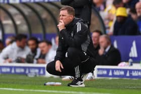 Eddie Howe watches on as his Newcastle United side face Leeds in the Premier League | Marc Atkins/Getty Images