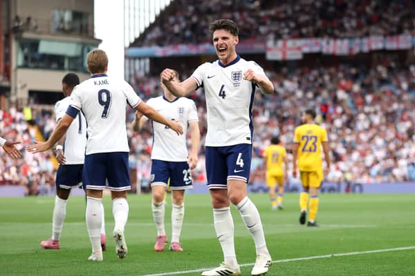 England cruised to a 2-0 victory over Andorra at Villa Park, courtesy of Declan Rice's header and an own goal from Christian Garcia.