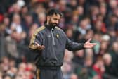 Ruben Amorim patrols the Old Trafford sideline as Manchester United take on Sunderland in the Premier League | Carl Recine/Getty Images