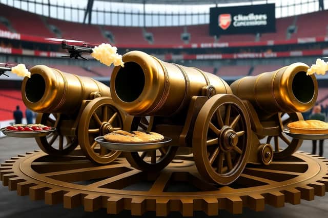 Mechanical flowers and pies delivered by cannon: What AI thinks Arsenal's redeveloped stadium will look like