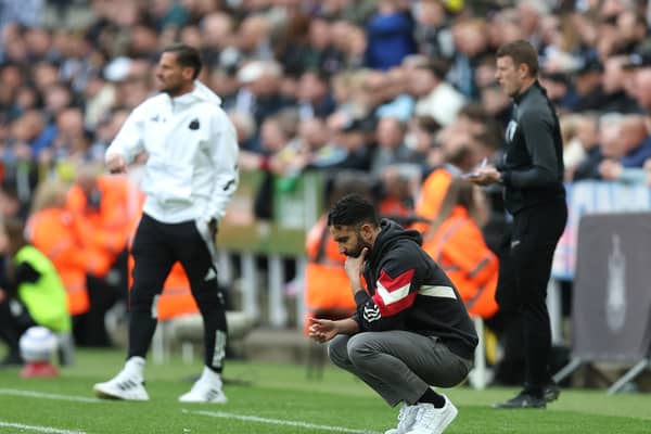 Manchester United head coach Ruben Amorim watches on as his side are defeated at St James' Park.