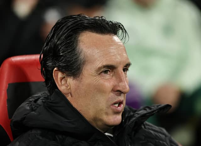 Unai Emery in attendance at Aston Villa's Europa League match against Go Ahead Eagles | Christof Koepsel/Getty Images