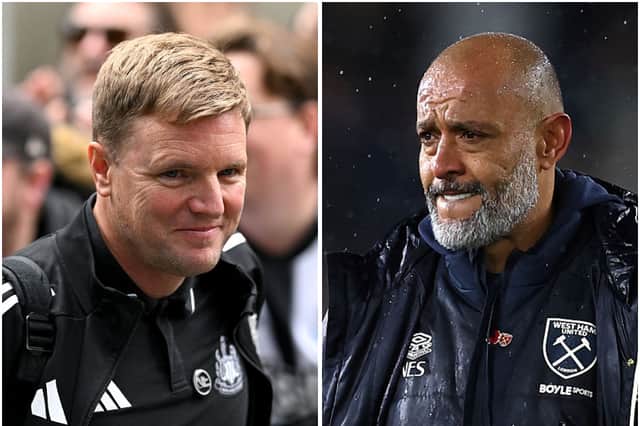 Newcastle United head coach Eddie Howe and West Ham manager Nuno Espirito Santo