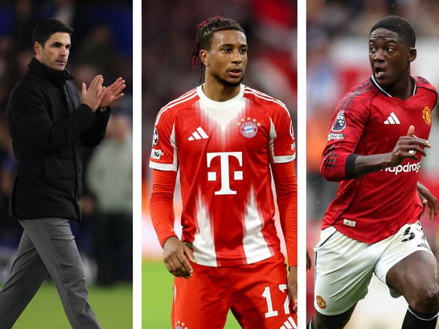 Bayern Munich superstar Michael Olise and Manchester United midfielder Kobbie Mainoo could be among Mikel Arteta's targets for Arsenal in the January transfer window | National World / Getty Images