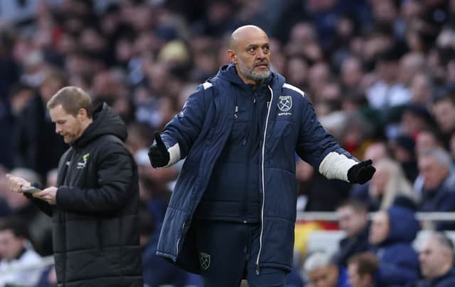 West Ham manager Nuno Espirito Santo appeals in West Ham United's Premier League clash with Tottenham Hotspur | Justin Setterfield/Getty Images