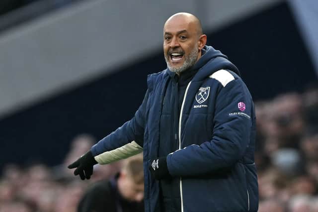 West Ham United manager Nuno Espirito Santo on the touchline during his team's Premier League match against Tottenham Hotspur | Glyn KIRK / AFP via Getty Images