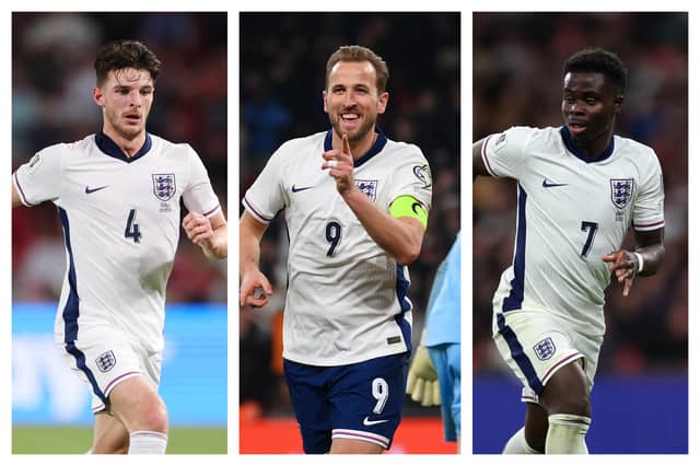 Declan Rice, Harry Kane & Bukayo Saka