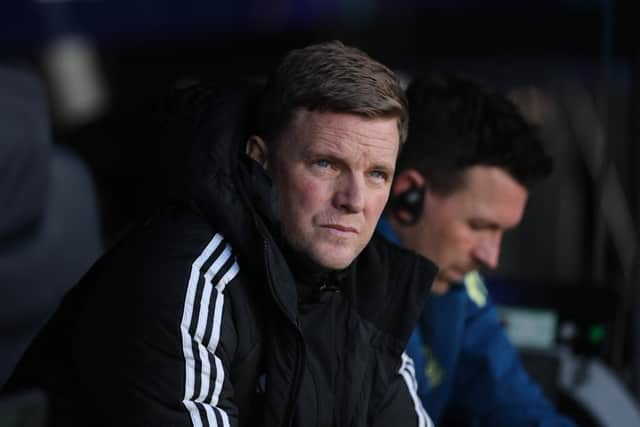 Eddie Howe looks on from the Newcastle dugout