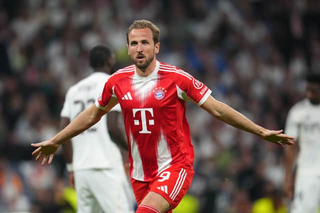 Harry Kane celebrates his goal against Real Madrid
