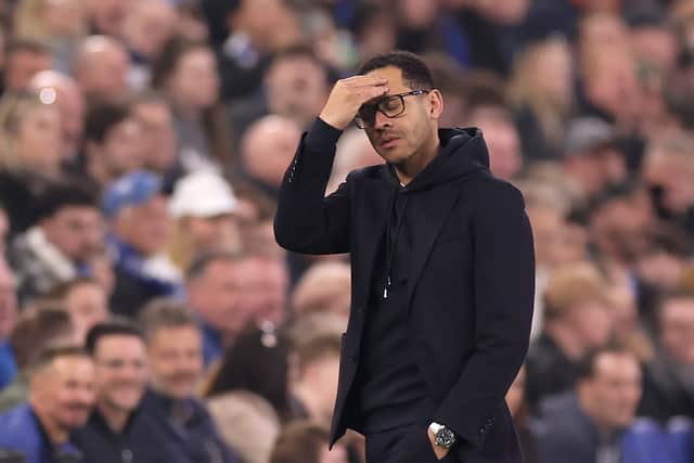 Liam Rosenior reacts as Chelsea go behind