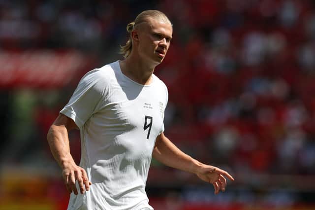 Erling Haaland in action against Morocco in a World Cup warm-up match