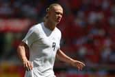Erling Haaland in action against Morocco in a World Cup warm-up match