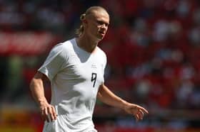 Erling Haaland in action against Morocco in a World Cup warm-up match