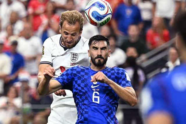 Harry Kane scored England's second goal against Croatia from Declan Rice's corner