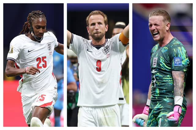 Djed Spence, Harry Kane & Jordan Pickford