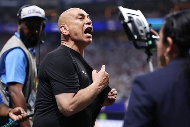 Egypt head coach Hossam Hassan registers his complaints after the last-16 loss to Argentina