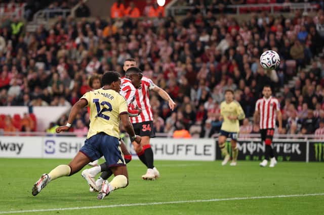 Jurrien Timber scored a disallowed goal against Sunderland on on his return from injury.