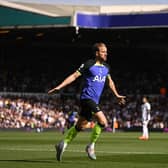 PRAISE: For Leeds United's efforts from Harry Kane, pictured celebrating his second-minute opener at Elland Road. Photo by OLI SCARFF/AFP via Getty Images.