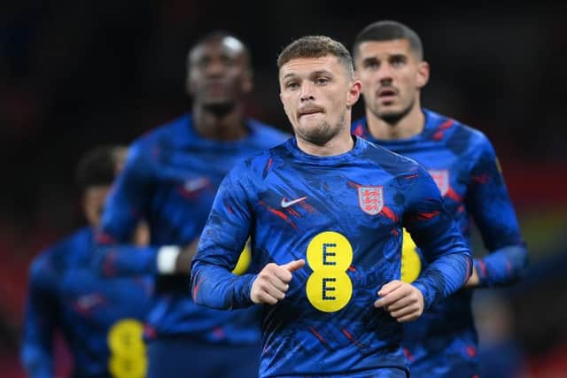 Kieran Trippier of England warms up prior to the UEFA Nations League League A Group 3 match between England and Germany at Wembley Stadium on September 26, 2022 in London, England. (Photo by Shaun Botterill/Getty Images)