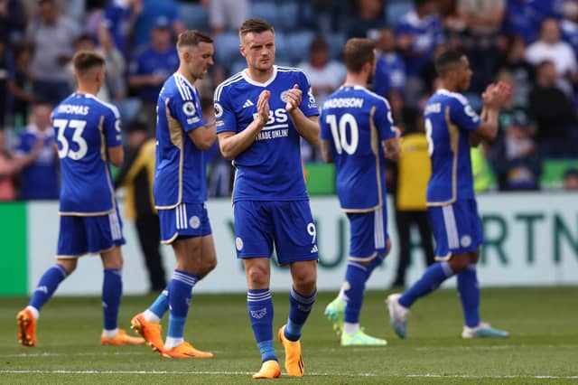 Leicester City players react to their relegation to the Championship.
