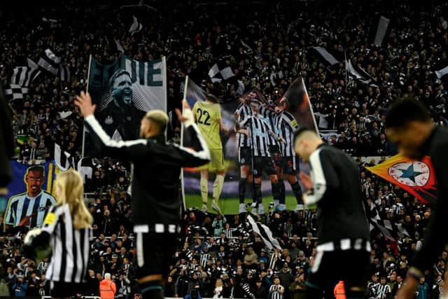 The Wor Flags display before Newcastle United's semi-final against Southampton at St James's Park.