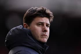 BRENTFORD, ENGLAND - MARCH 02: Mauricio Pochettino, Manager of Chelsea, looks on during the Premier League match between Brentford FC and Chelsea FC at Brentford Community Stadium on March 02, 2024 in Brentford, England. (Photo by Richard Heathcote/Getty Images)