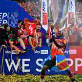 Pelly-Ruddock Mpanzu celebrates Luton reaching the Premier League