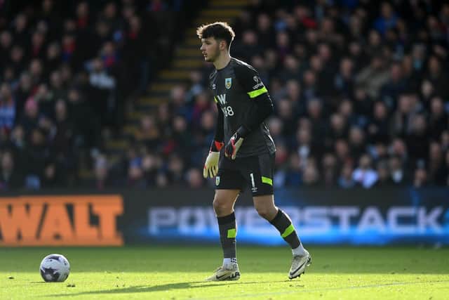 LONDON, ENGLAND - FEBRUARY 24: James Trafford of Burnley during the Premier League match between Crystal Palace and Burnley FC at Selhurst Park on February 24, 2024 in London, England. (Photo by Alex Davidson/Getty Images)