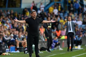 Leeds United head coach Daniel Farke pictured on the touchline in Saturday's Championship loss to Burnley. Picture: Jonathan Gawthorpe.