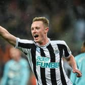 Newcastle United's Sean Longstaff celebrates after scoring his second Carabao Cup goal against Southampton last month.