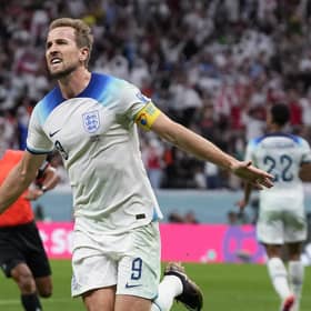 England's Harry Kane celebrates scoring his side's second goal