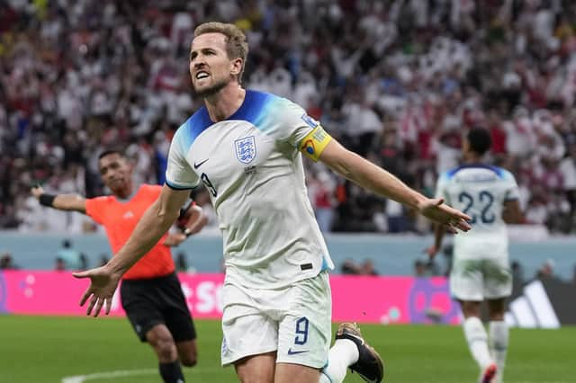 England's Harry Kane celebrates scoring his side's second goal