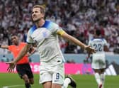 England's Harry Kane celebrates scoring his side's second goal