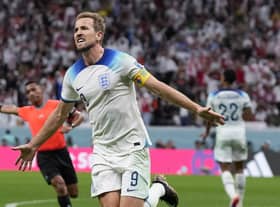 England's Harry Kane celebrates scoring his side's second goal