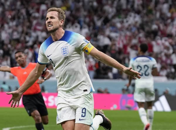 England's Harry Kane celebrates scoring his side's second goal
